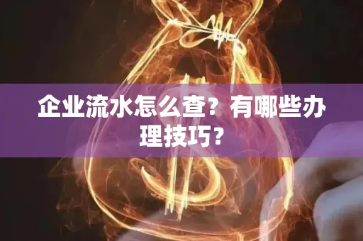 企业流水怎么查？有哪些办理技巧？
