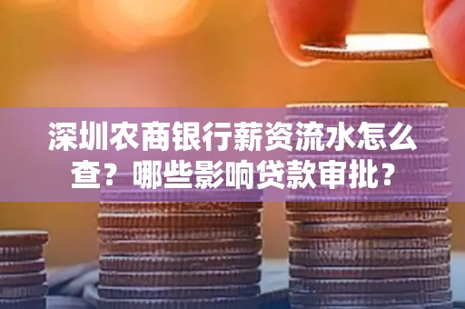 深圳农商银行薪资流水怎么查？哪些影响贷款审批？